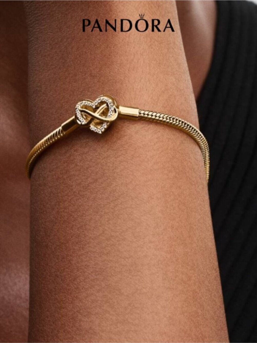 Pandora Sparkling Infinity Heart Clasp Snake Chain Bracelet - Picture 4 of 5